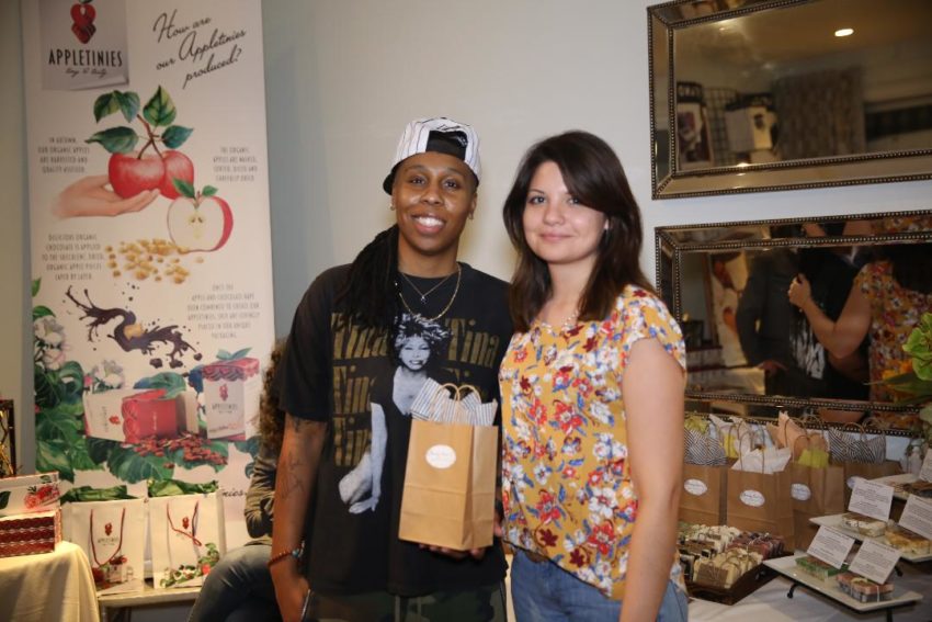 Lena Waithe with Honey Hive at the DPA Golden GLobes Gift Lounge