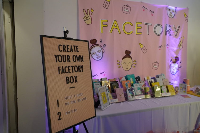 Guests could create their own FaceTory beauty boxes