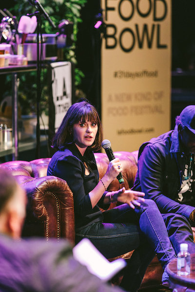 Zooey Deschanel attends The Power of Food panel discussion at the Wiltern Theater in Los Angeles.