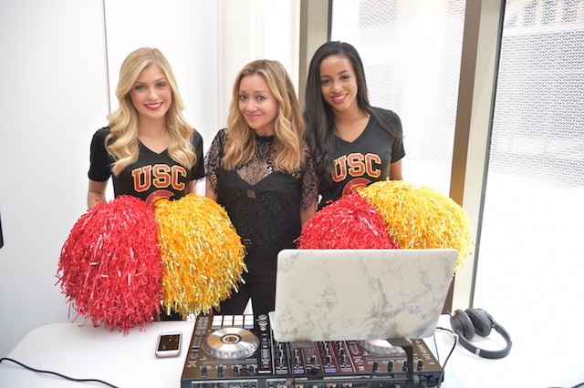 DJ Heather Betts and the USC Song Girls attend the opening of Face Haus at USC Village
