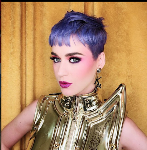 Even blue shimmers in this look created by Rick Henry for Katy Perry