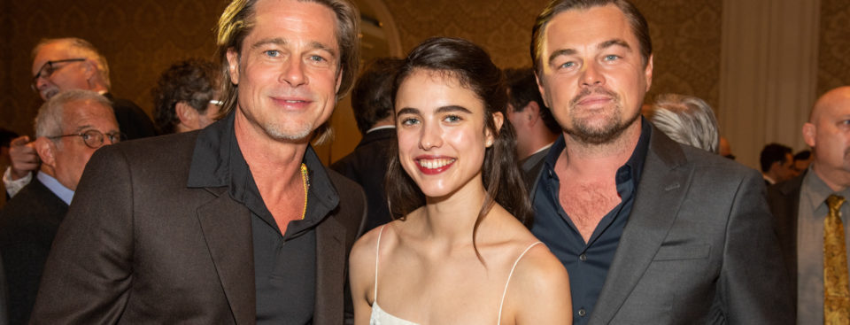 Brad Pitt, Margaret Qualley and Leonardo DiCaprio attend the AFI Awards Luncheon in Beverly HIlls.