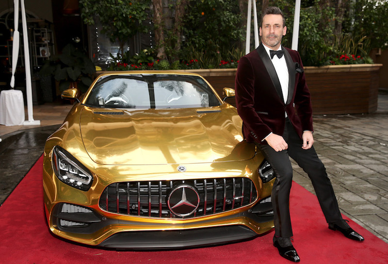 Actor Jon Hamm arrives at the 2020 Mercedes-Benz Viewing Party for the Oscars.