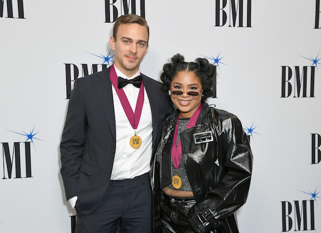 Oliver Frid and Tayla Parx on the red carpet for the 2022 BMI Pop Awards.