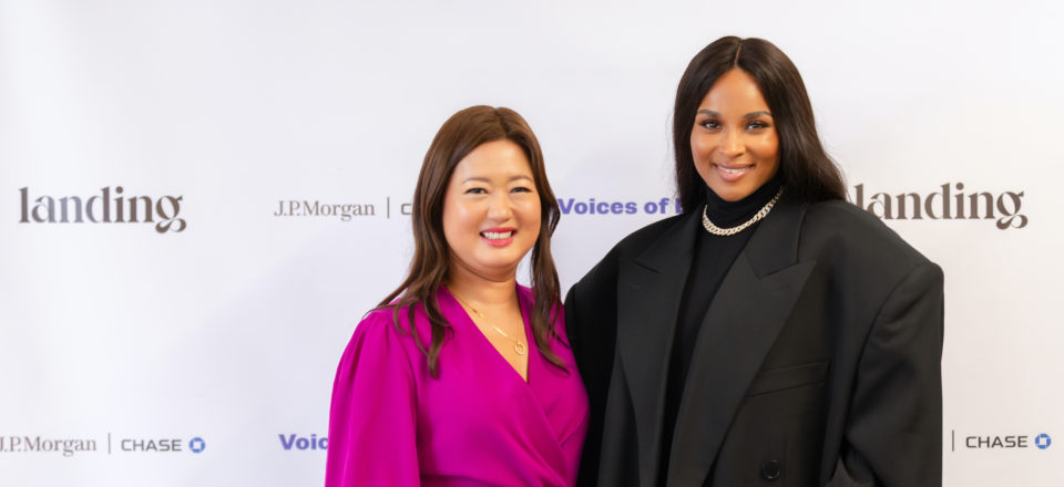 Landing International's Sarah Chung Park with recording artist Ciara at the 2024 Voices of Beauty Summit