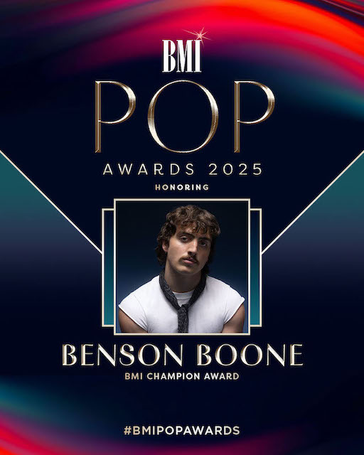 Benson Boone to be named 2025 BMI Champion.