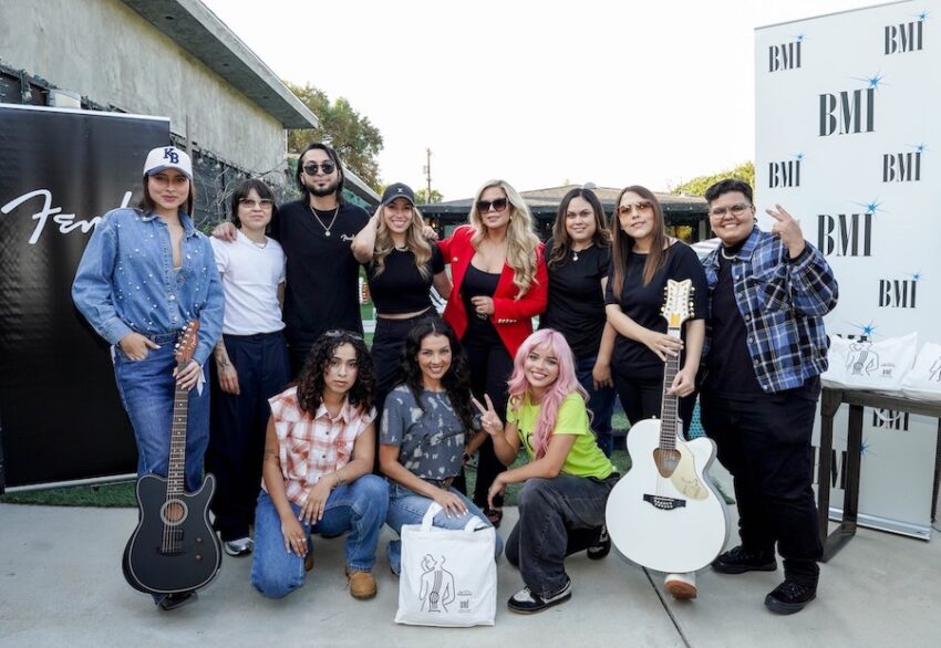 (L. to R. top) Paulina B, Michelle Maciel, Fender's Gabriel Madera, Karen Moon, Erika Vidrio, BMI's Lilibeth Patron, Amanda Coronel, Celimar, Ashlee Valenzuela, Lupita Infante and Delilah attend BMI's 3-day Las Compositoras + Song Camp.