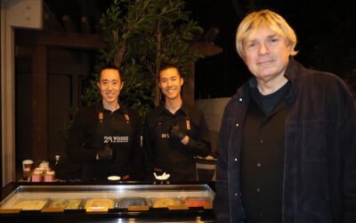 Golden Globe nominee Simon Franglen with James and Jason Jiang of 28 Wishes.