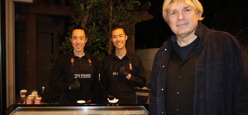 Golden Globe nominee Simon Franglen with James and Jason Jiang of 28 Wishes.