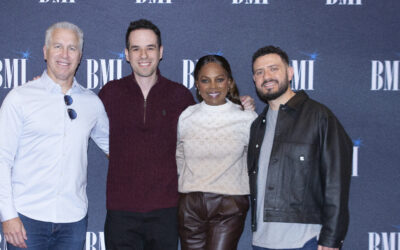 BMI's Mike Steinber, Edgar Barrera, Catherine Brewton and Rogét Chahayed at the How I Wrote That Song: BMI GRAMMY Edition 2026 event.