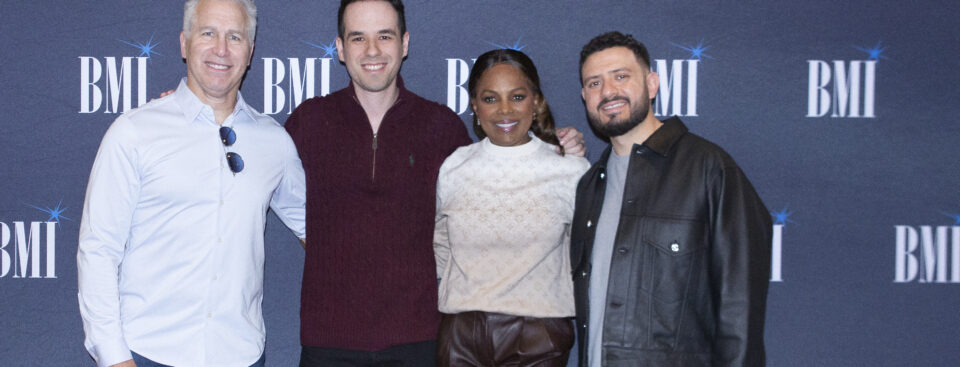 BMI's Mike Steinber, Edgar Barrera, Catherine Brewton and Rogét Chahayed at the How I Wrote That Song: BMI GRAMMY Edition 2026 event.