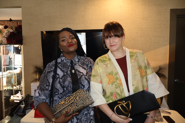 Maïlys Vallade with her gift from Cameo DeBoré Clutchesat the 2026 DPA Diamond Lounge.