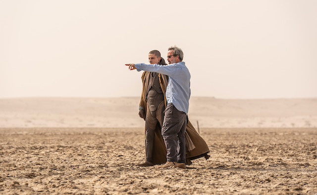 Denis Villanueve and Timothée Chalamet on the set of DUNE: PART THREE