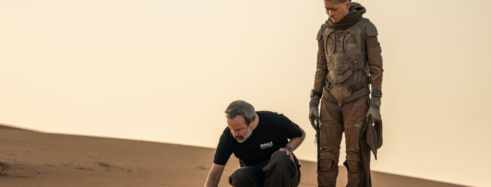 Denis Villeneuve and Zendaya on the set of DUNE: PART THREE