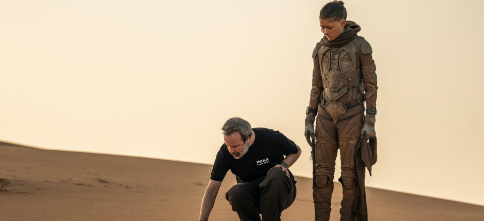 Denis Villeneuve and Zendaya on the set of DUNE: PART THREE
